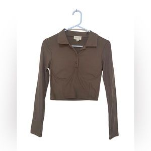 Fall Brown Shirt • Built in Bra Wire